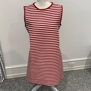 MaxMara large Sleeveless Red and White Striped Knit Dress